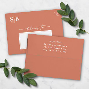 Invitación Todo En Uno Boda de color sólido rosado y turbio de Rubor mini
