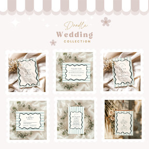 Tarjeta De Confirmación De Asistencia Boda del marco ondulado retro
