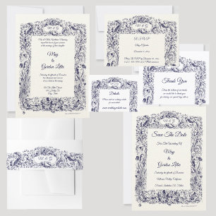 Invitación Boda de Flores Silvestres y Pájaros y Mariposas