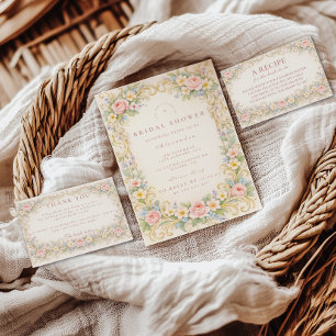 Servilleta De Papel Despedida de Soltera Floral Rosa Dorado Barroco