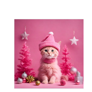 Calcetín Navideño Pequeño Regalo navideño rosa lindo percha de gato