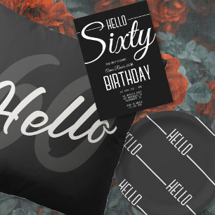 Invitación Sencillo y elegante negro y blanco 60 cumpleaños