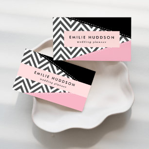 Tarjeta De Visita Gris Zigzag, Gris Chevron, Zigzag Pattern, Rosa