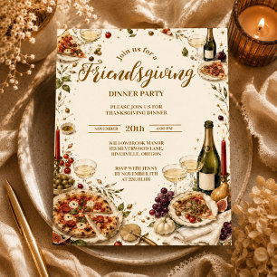 Invitación Chic Pizza & Prosecco Acción de Gracias entre amig
