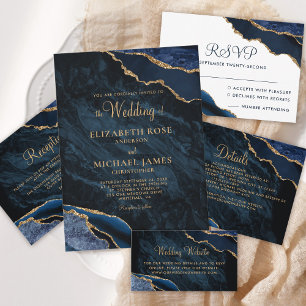 Tarjeta De Confirmación De Asistencia Boda Monograma Blanco de la Marina Blue Agate