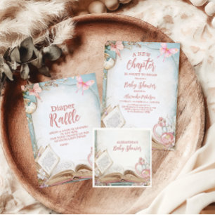 Invitación Libro de historias Nuevo capítulo Baby Shower
