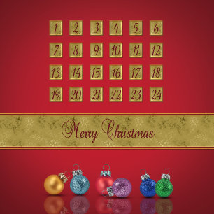 Tarjeta Festiva Ornamentos navideños de calendario anticipado