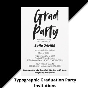 Tarjeta De Visita Graduación Moderna en Blanco y Negro