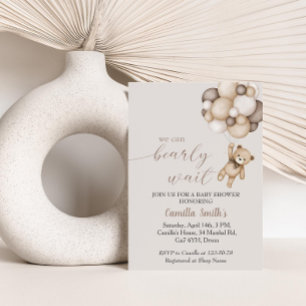 Oso lindo con globos Invitación a Baby Shower