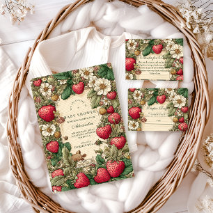 Tarjeta De Recepción Sorteo de pañales Vintage Strawberry Cottagecore