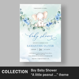 Servilleta De Papel De Cena Elefante de moda azul floral eucalipto niño bebé