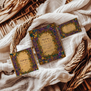 Invitación Mascarada Botánica Barroca de Mardi Gras