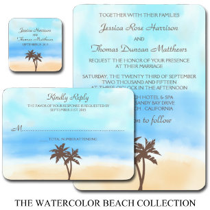 Invitación Magnética La colección de bodas acuarelas en la playa
