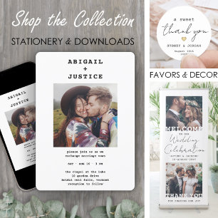 Invitación QR RSVP Todo en Uno Chic Máquina de Escribir 2 Fot