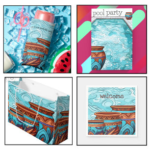 Invitación Fiesta de la piscina de Personalizable azul Aqua