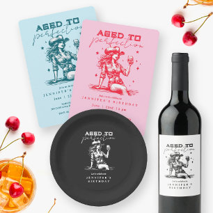 Invitación Aged to Perfection Blue Cowgirl Birthday Party