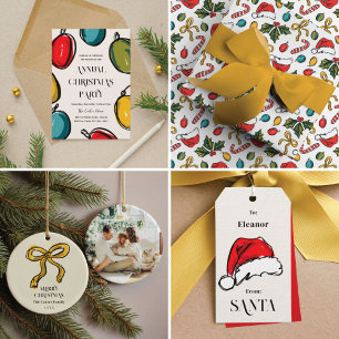 Papel De Regalo Esbozos de Navidades dibujados a mano de colores