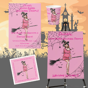 Invitación Partido Halloween de Brujas Chicas Adolescentes