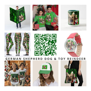 Bolso De Tela Pastor Alemán Toy Reindeer Green Snowflakes