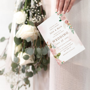Invitación Rosa Alentador Vintage Boda de Círculo Floral Rosa