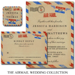 Invitación La colección de Bodas de Airmail de época