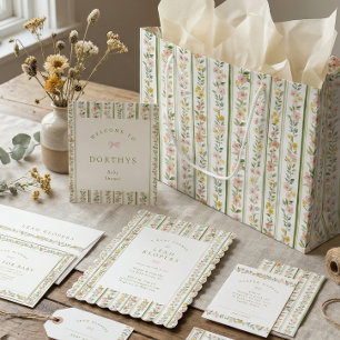 Invitación fiesta de revelación de bebé niña con flores dulce