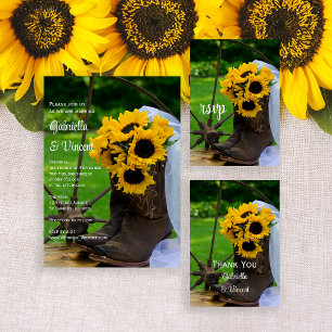 Invitación Magnética Los girasoles rusos y el vaquero bota al Boda occi