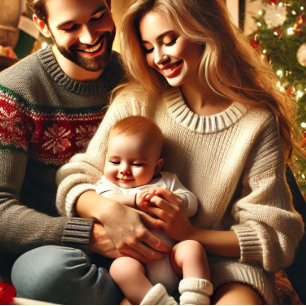 Tarjeta de Navidades azules festivos con Poinsetti