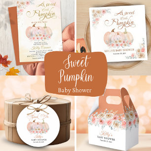 Pegatina Redonda Sweet Pumpkin Floral Baby Shower