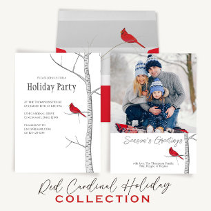 Postal Festiva Festividades de temporada en el Cardenal Rojo inve