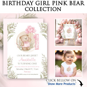 Camiseta De Bebé 1.ᵉʳ cumpleaños Chica de oso lindo nombre número u