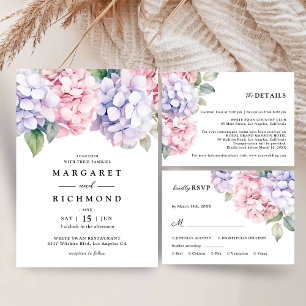 Tarjeta De Agradecimiento Dusty morado Rubor rosa Hydrangea Boda