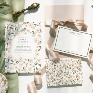 Tarjeta De Agradecimiento Boho Vintage Floral Baby Shower
