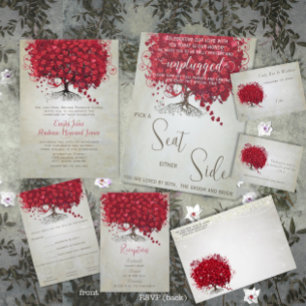 Invitación Rústico País Mason Jar Boda de árbol rojo y platea