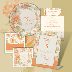 Invitación a la boda formal con naranja floral