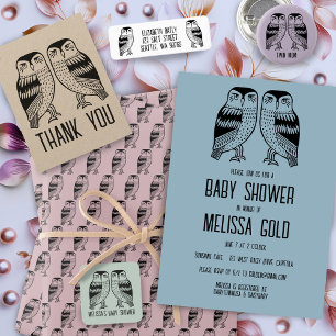 Postal De Invitación Lechuzas gemelas Cute Moda simple PERSONALIZADO BA