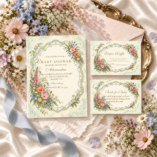 Invitación Baby Shower de Flores Silvestres Vintage
