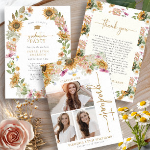 Póster Graduación de girasol