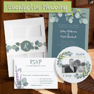 Invitación Ceremonia simple Eucalyptus deja Boda