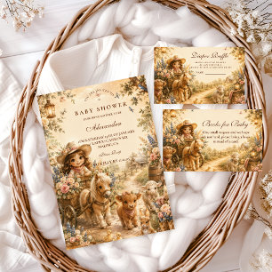 Invitación Elegante niña western boho baby shower