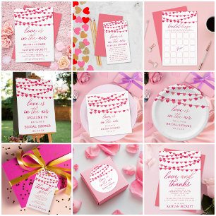 Póster Cadena colgante Amor Corazones Bridal Shower Bienv