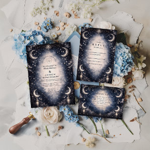 Tarjeta De Agradecimiento Boda Gótica Celestial Luna