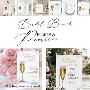 Póster Desayuno Bridal Shower Perlas y Prosecco, Brunch N