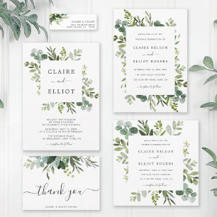 Invitación Plaza Boda del follaje verde Eucalyptus