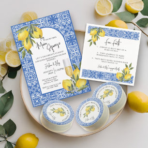 Servilleta De Papel Acuarela Lemons & Tile Wedding Ducha Hechos divert