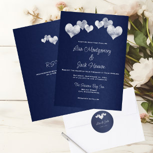 Tarjeta De Agradecimiento Corazones blancos en una elegante boda naval