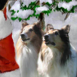 Tarjeta Festiva Regalos de Navidades de Sable Rough Collie