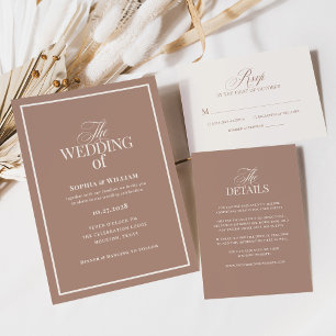 Tarjeta De Recepción Soft Mocha Taupe   Detalles de Invitado de Boda de