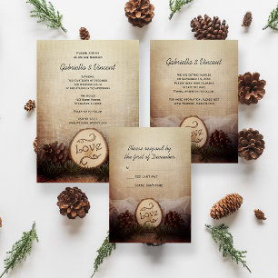 Respuesta RSVP de Bodas de Bosque de Pinos Rústico