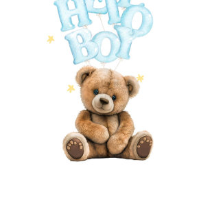 Invitación Hello Boy Balloon Teddy Bear Boy Baby Shower